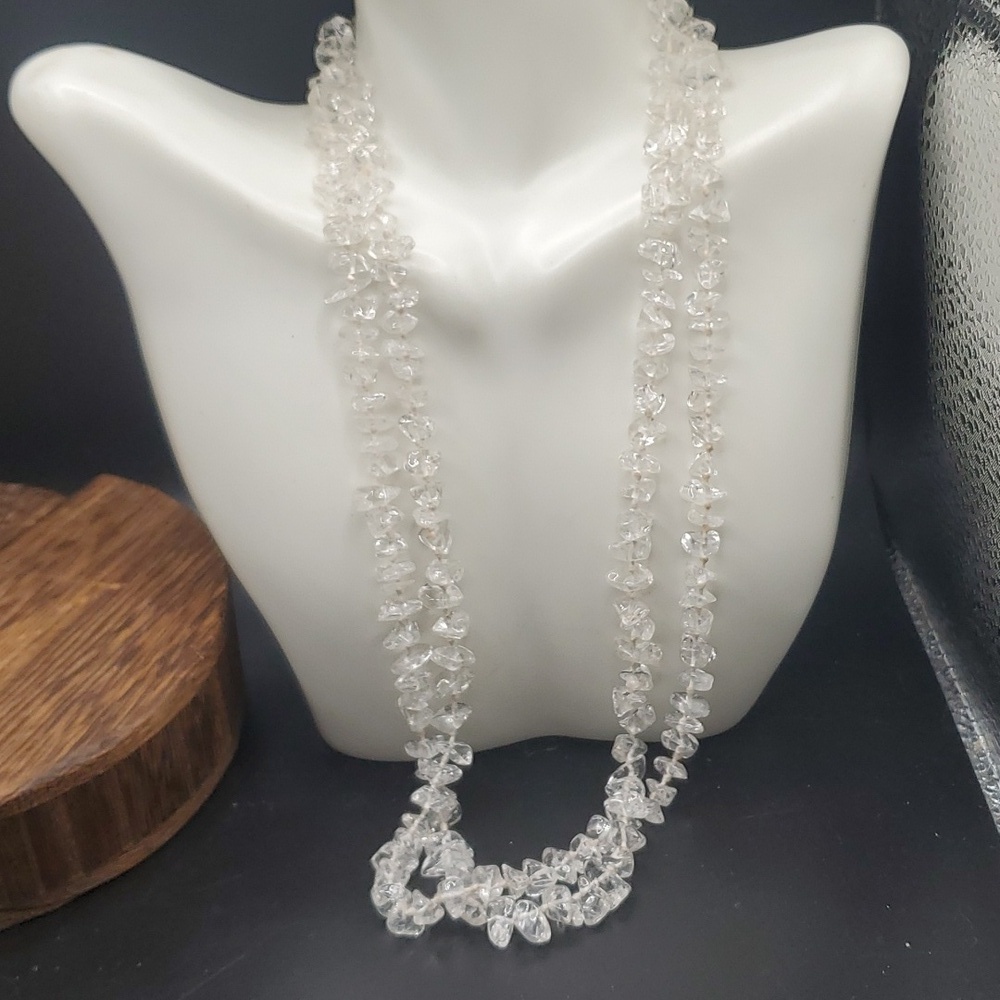 Crystal quartz German glass necklace‎ N3316